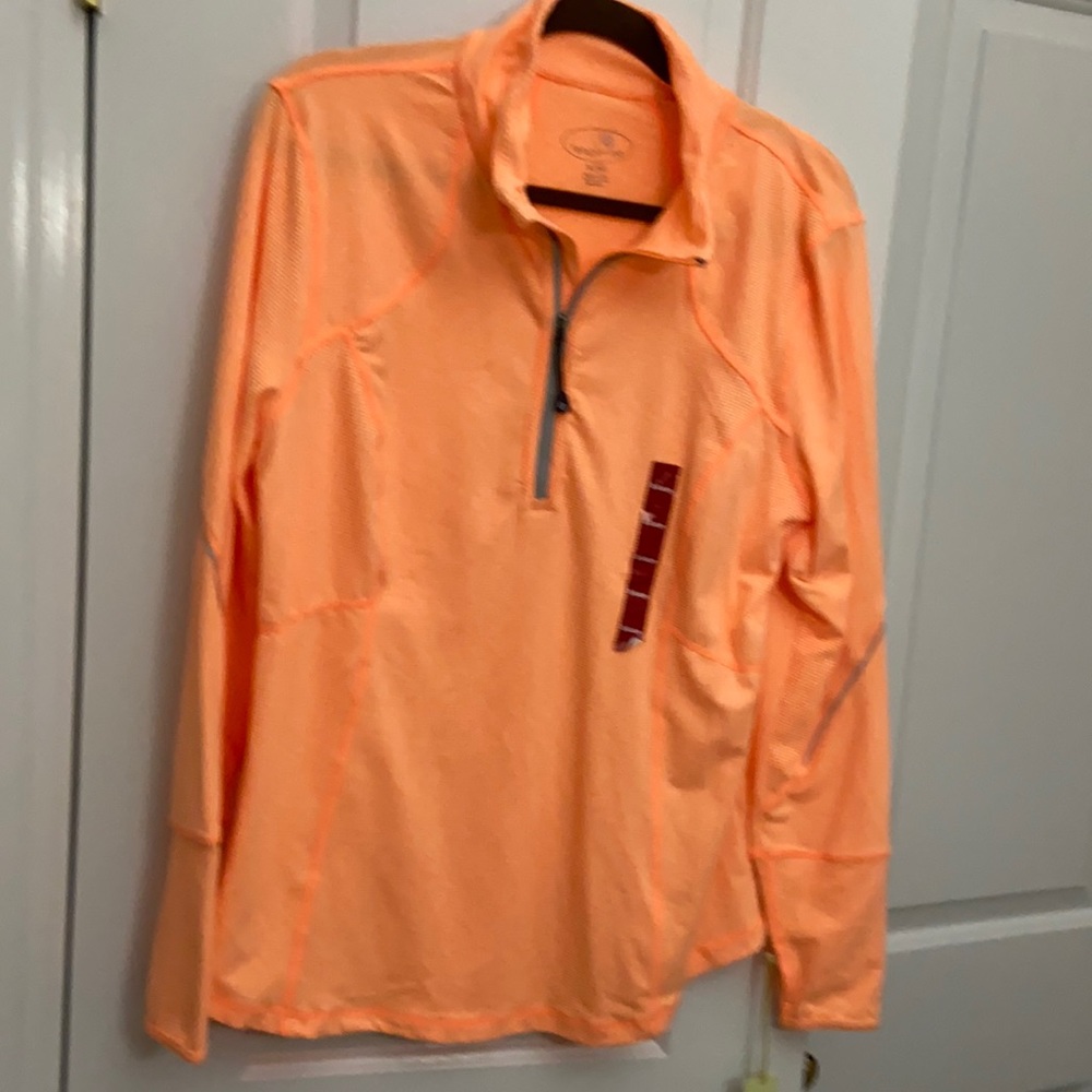 Tangerine 1/4 zip athletic pullover, orange, XL